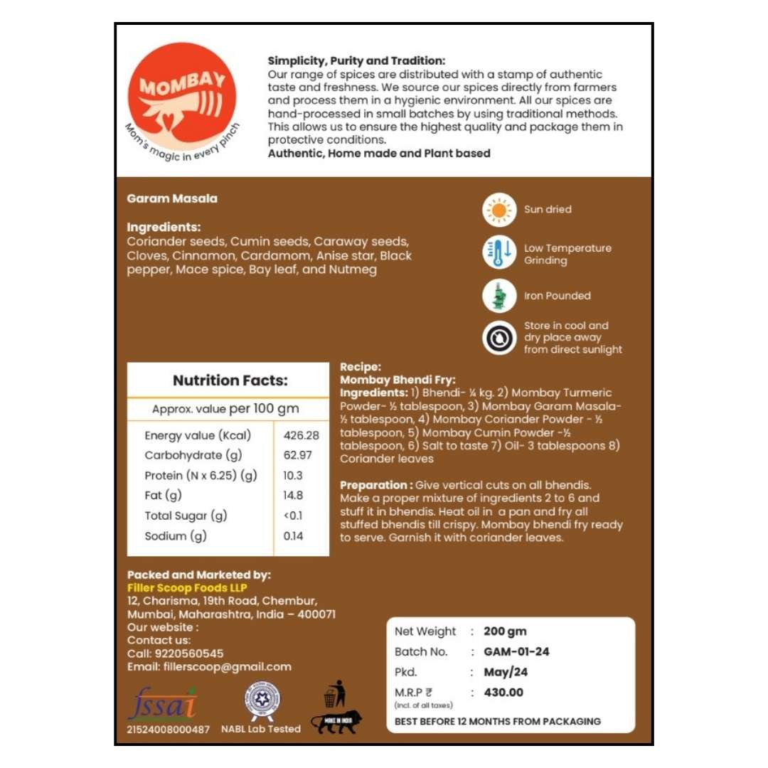 Mombay Pure Combo Spice Pack of Agri, Kanda Lasun, Garam Masala | 100 gm each